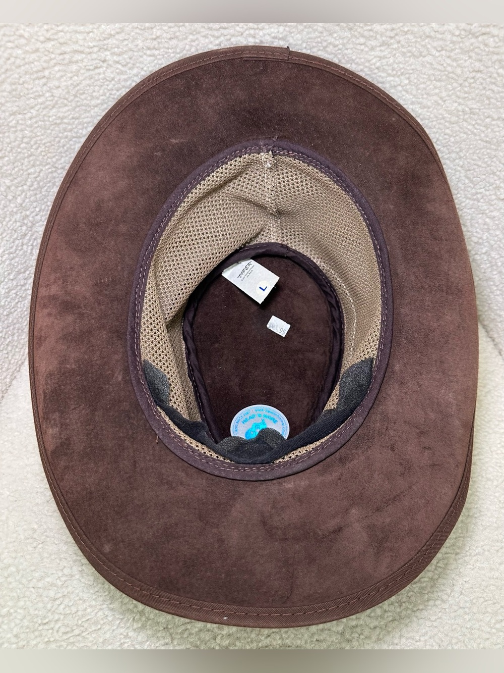 Head N Home Hat Brown Outback Men Leather Mesh Safari Western Cowboy Wide Brim L - Picture 10 of 12